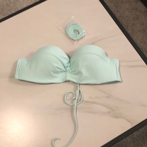 Strapless swimsuit top, soft mint green